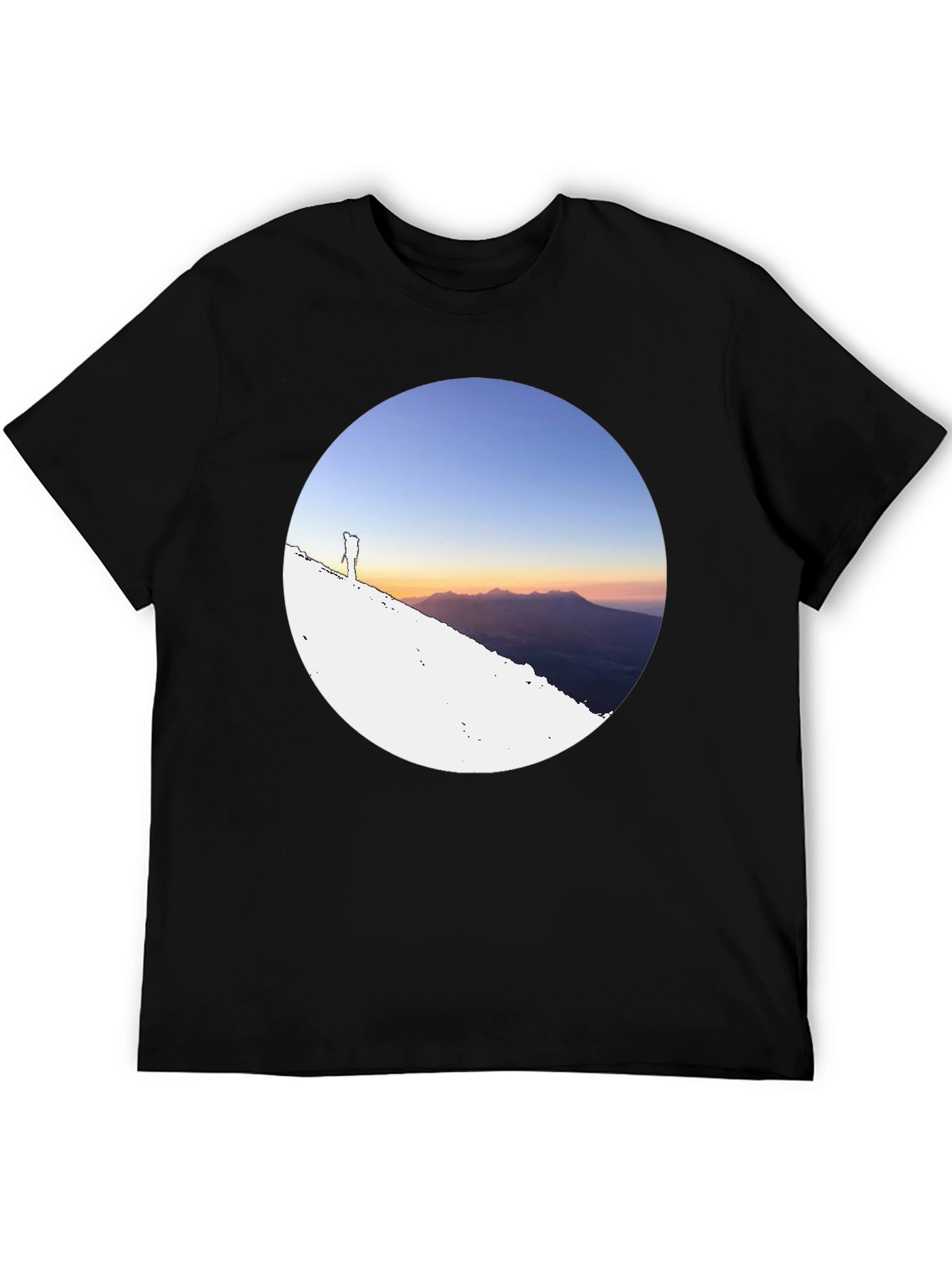 Mountain Sunset Graphic Tee - Black Crew Neck T-Shirt