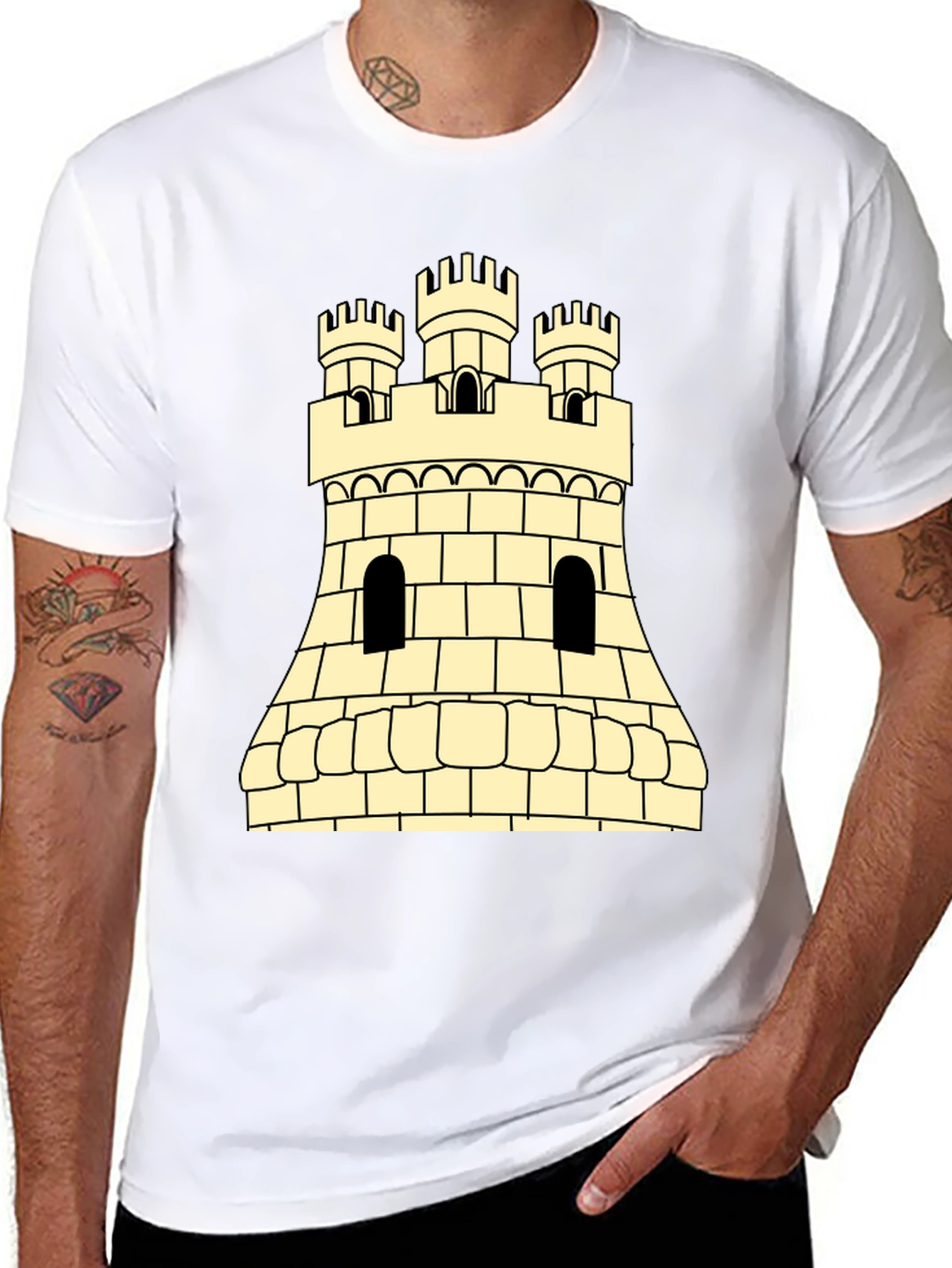 Castle Tower Graphic Tee - Classic Medieval Design