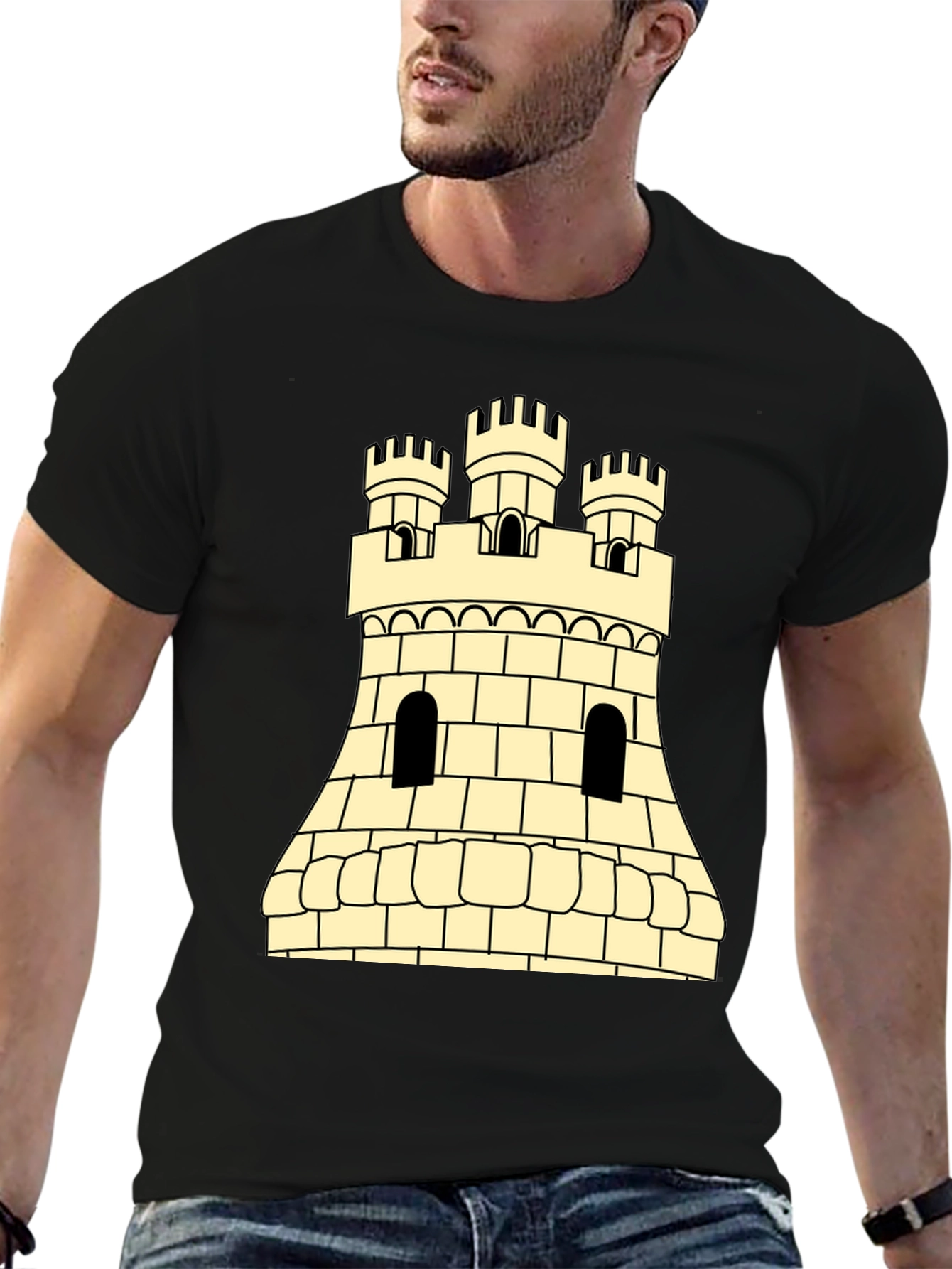 Castle Tower Graphic Tee - Classic Medieval Design