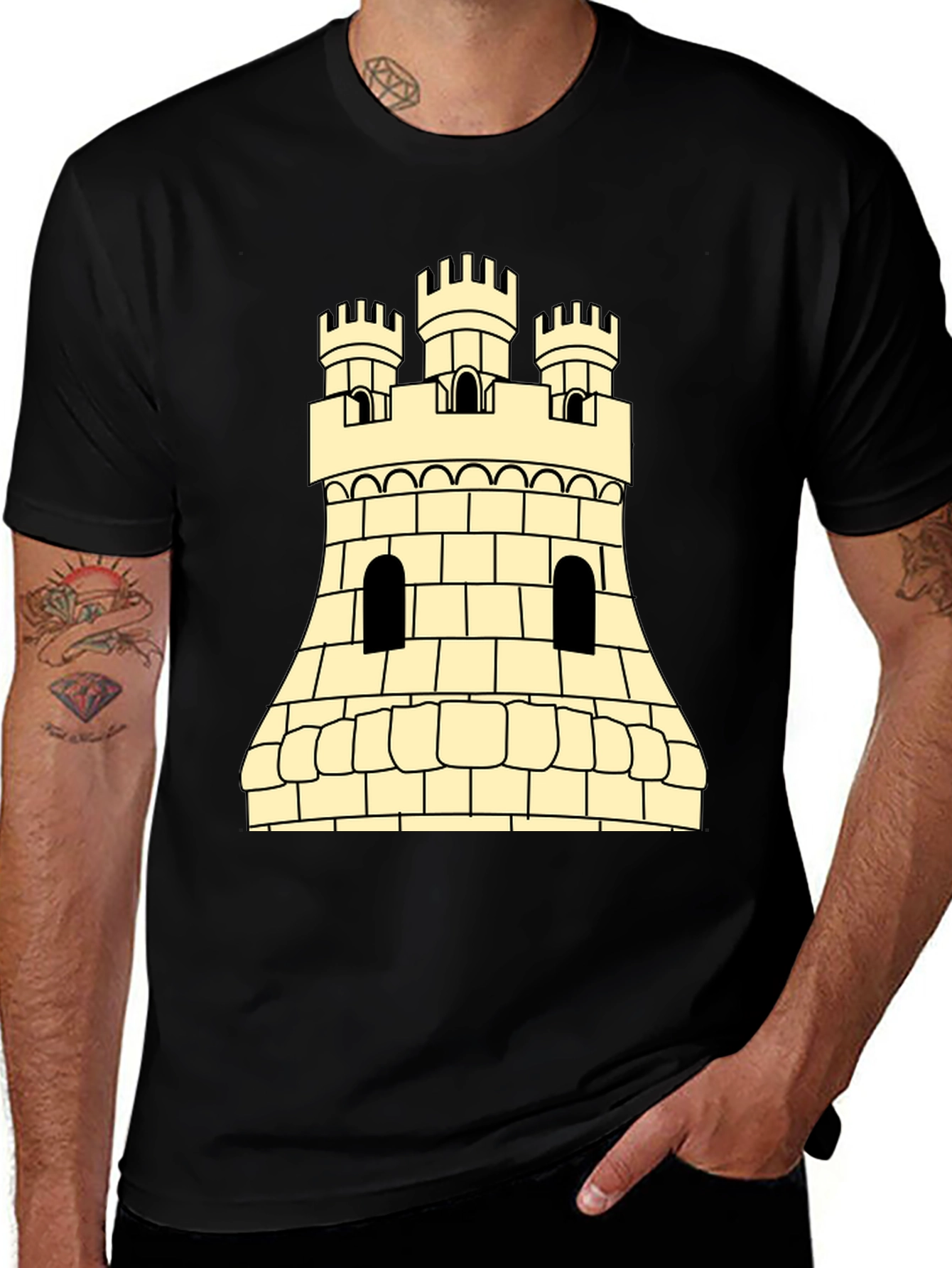 Castle Tower Graphic Tee - Classic Medieval Design