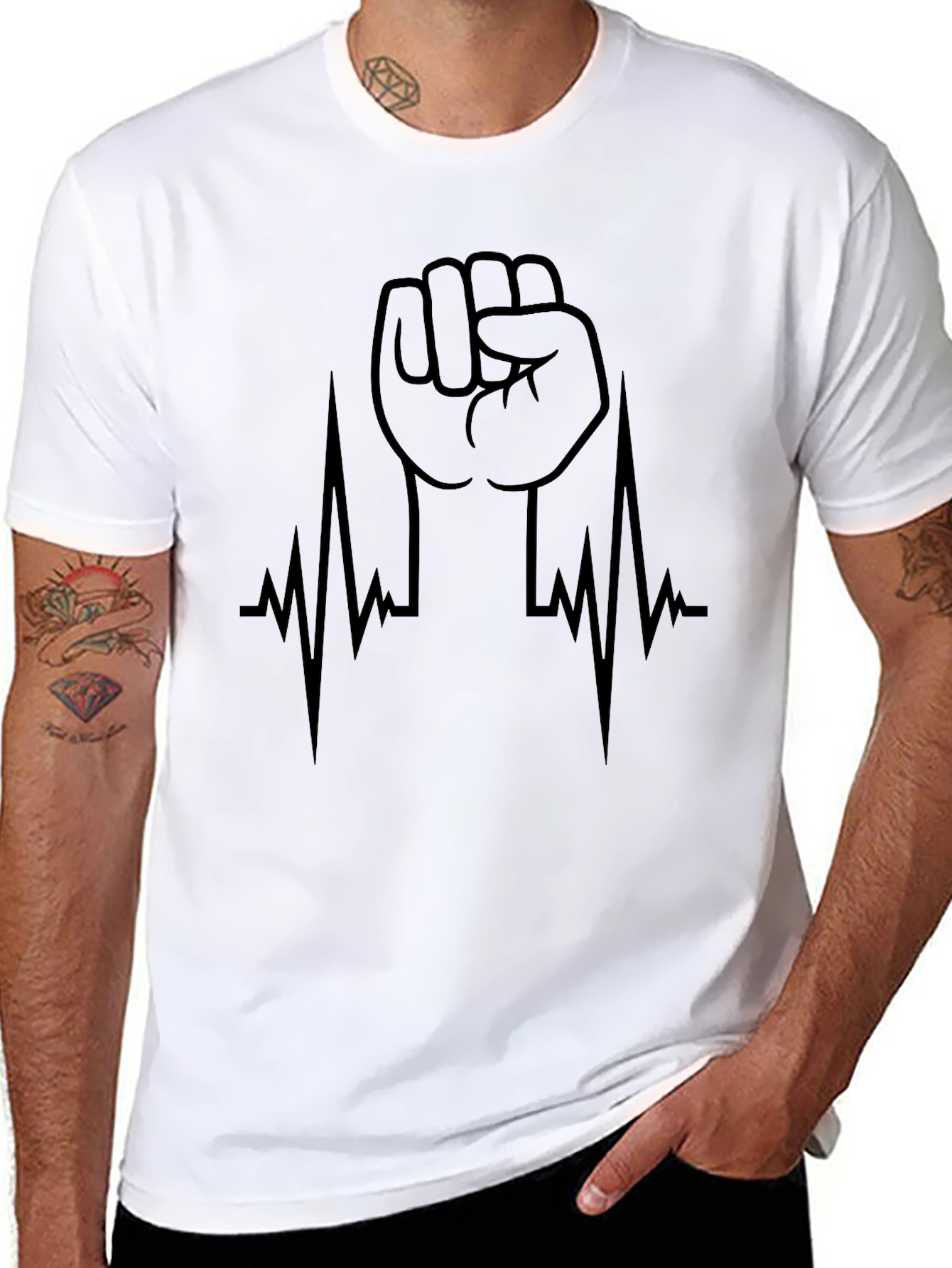 Raised Fist Heartbeat Graphic Tee