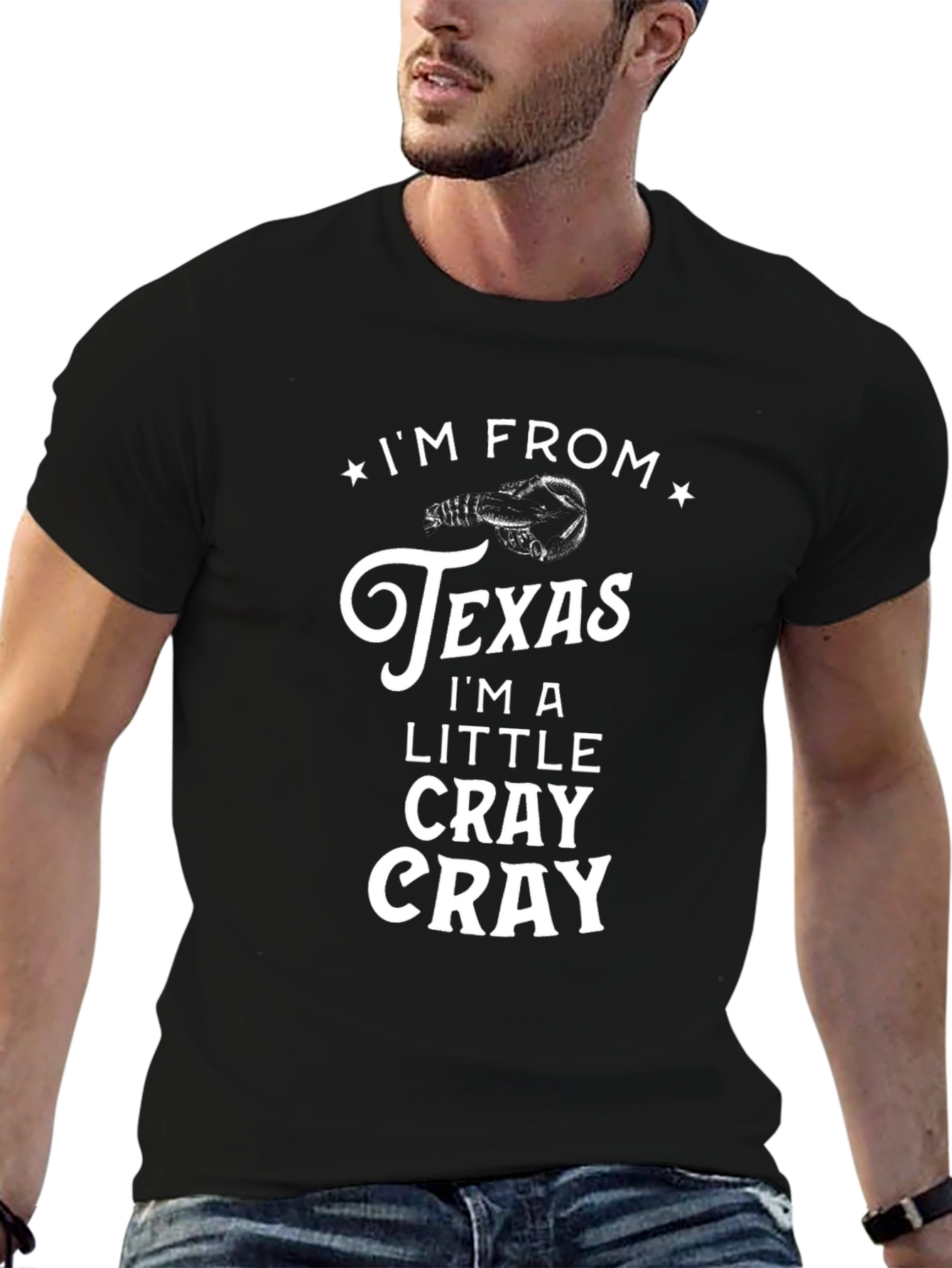 Im From Texas Cray Cray Black Graphic Tee