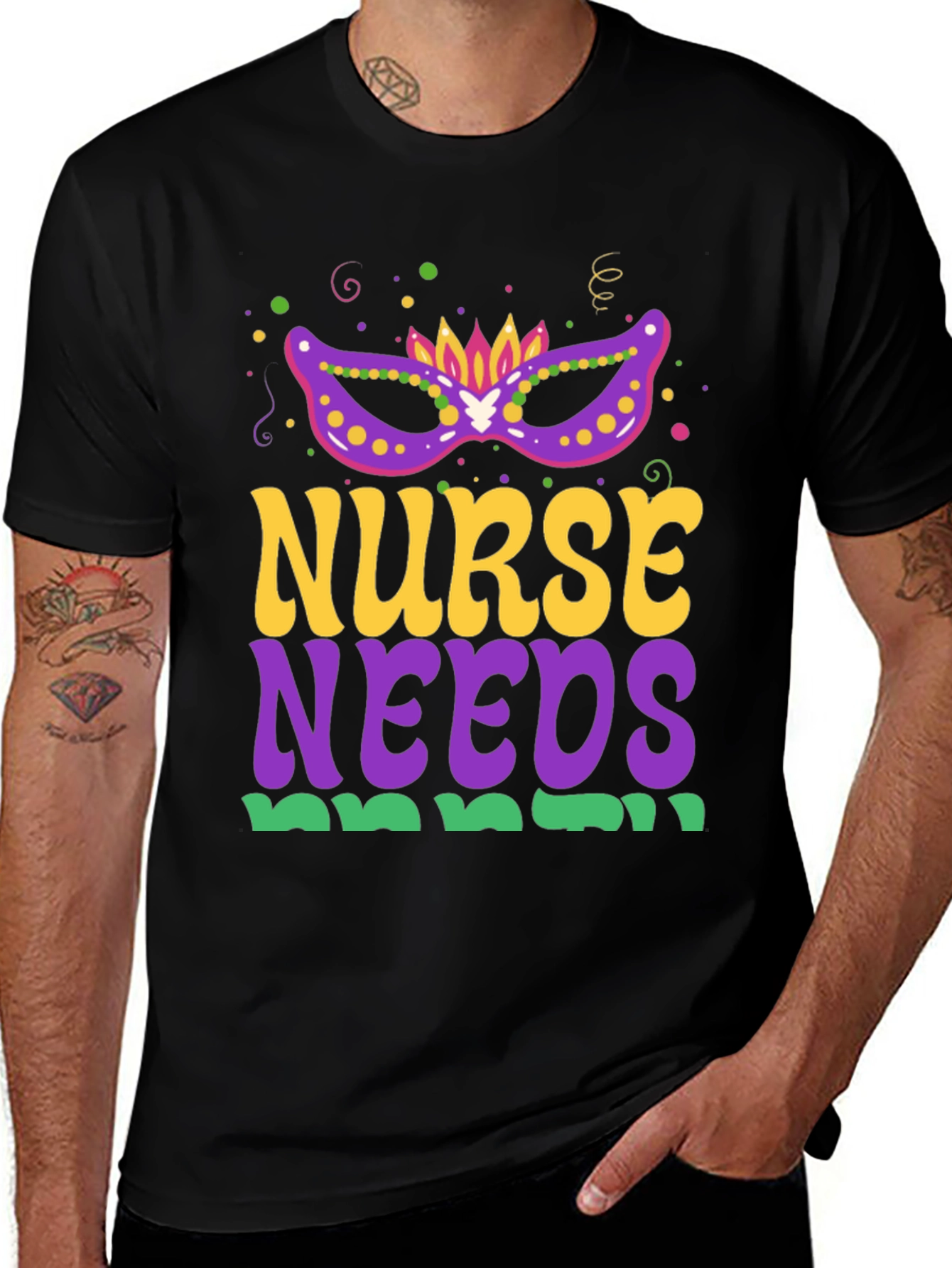 Nurse Needs Mardi Gras Tee