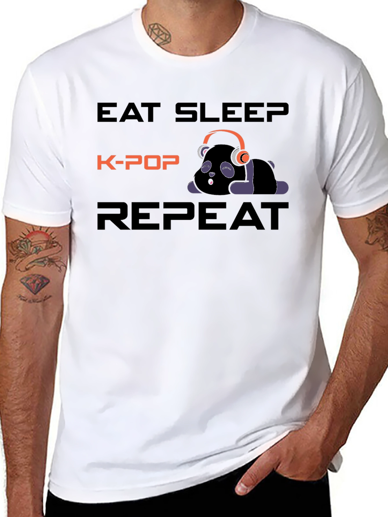 Eat Sleep K-Pop Repeat Black T-Shirt
