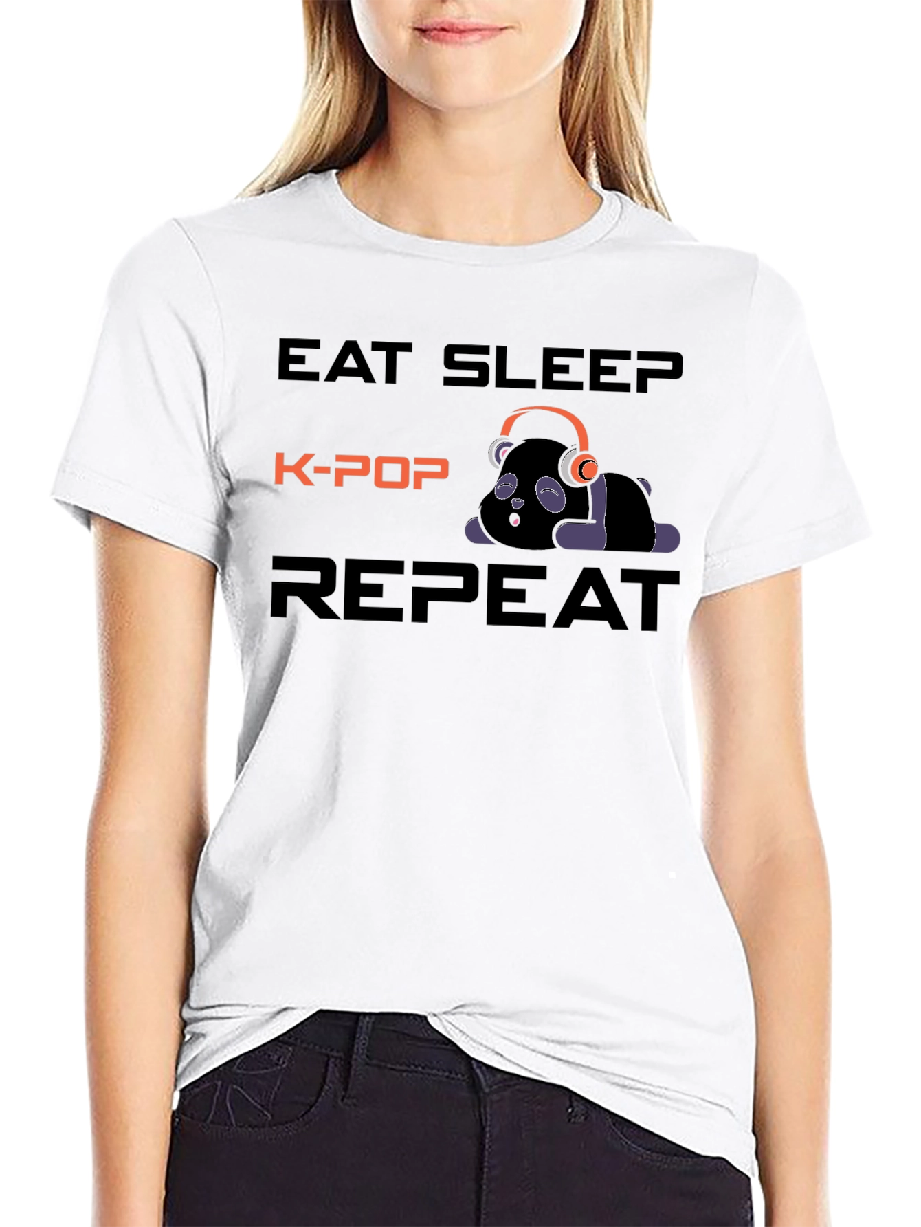 Eat Sleep K-Pop Repeat Black T-Shirt