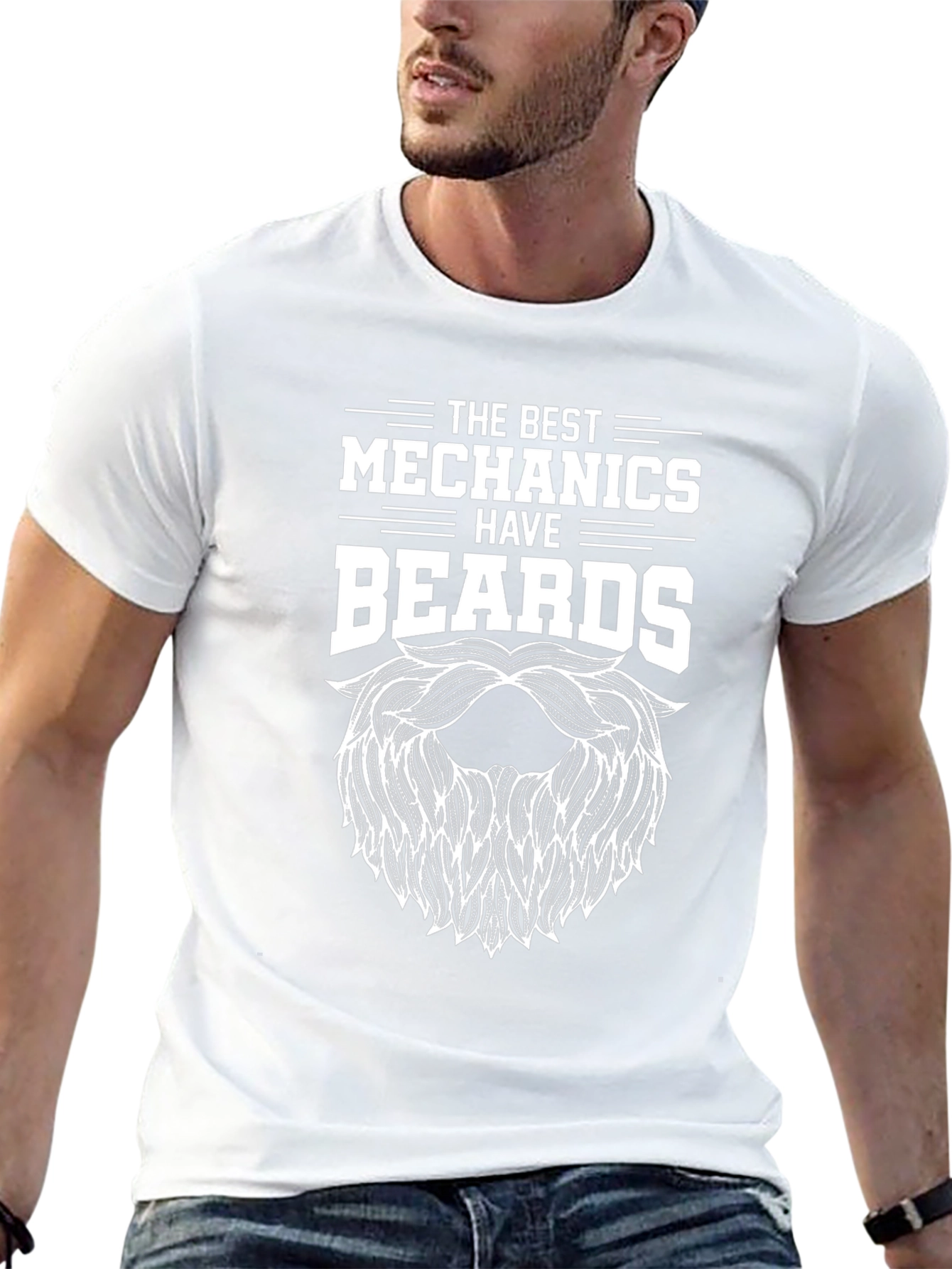 Mechanic Beard Graphic Tee - Black T-Shirt