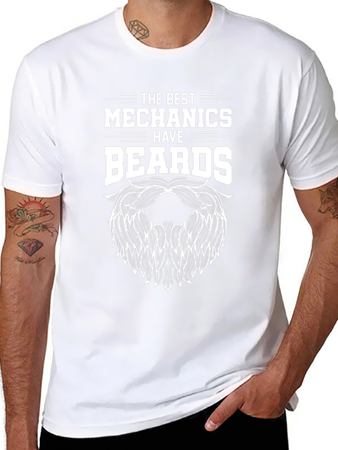 Mechanic Beard Graphic Tee - Black T-Shirt