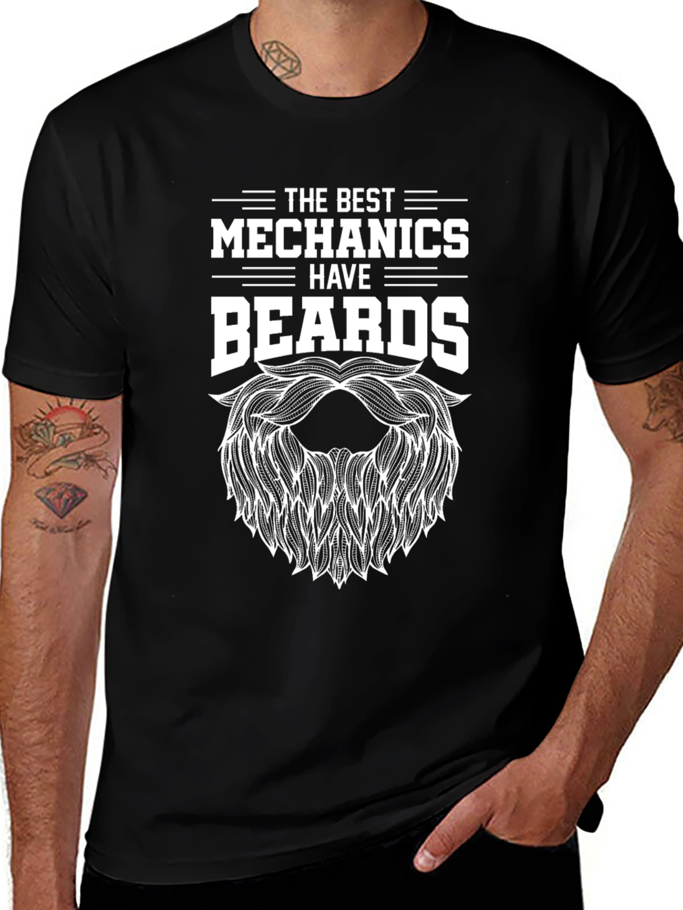 Mechanic Beard Graphic Tee - Black T-Shirt