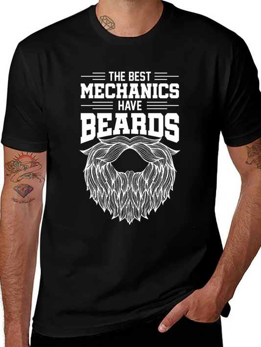 Mechanic Beard Graphic Tee - Black T-Shirt
