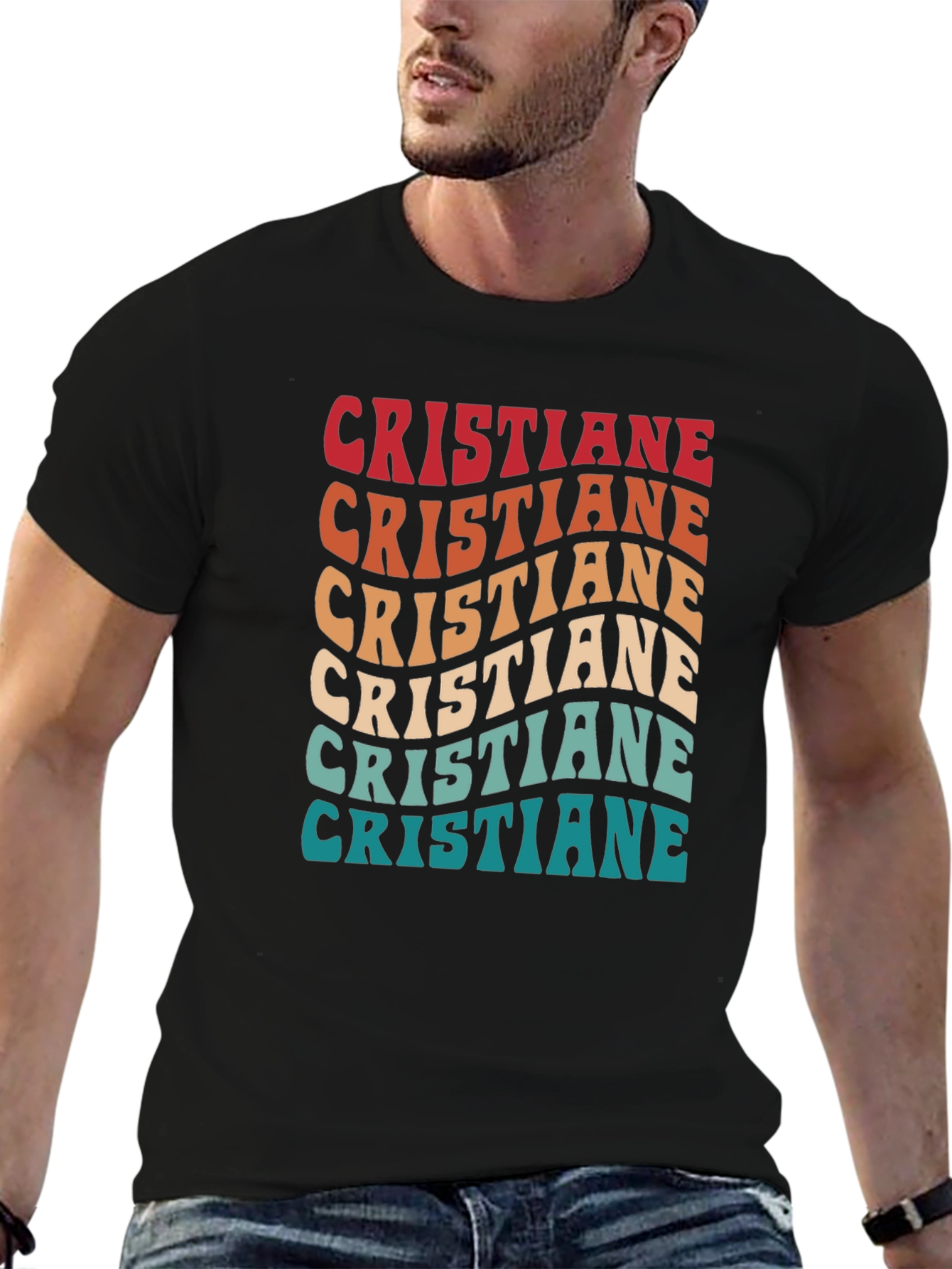 Cristiane Retro Wavy Text Graphic T-Shirt
