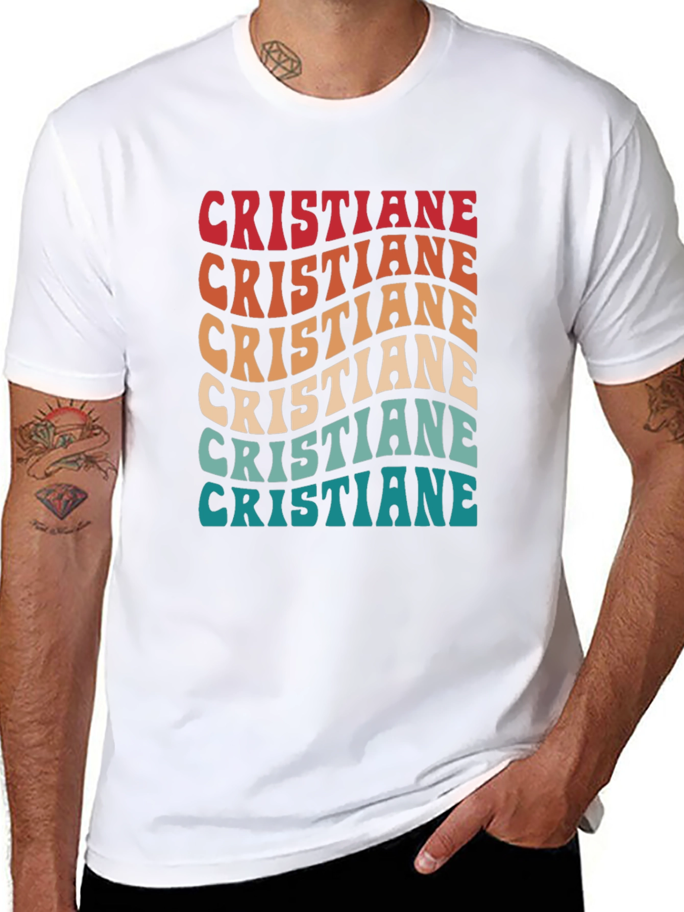 Cristiane Retro Wavy Text Graphic T-Shirt