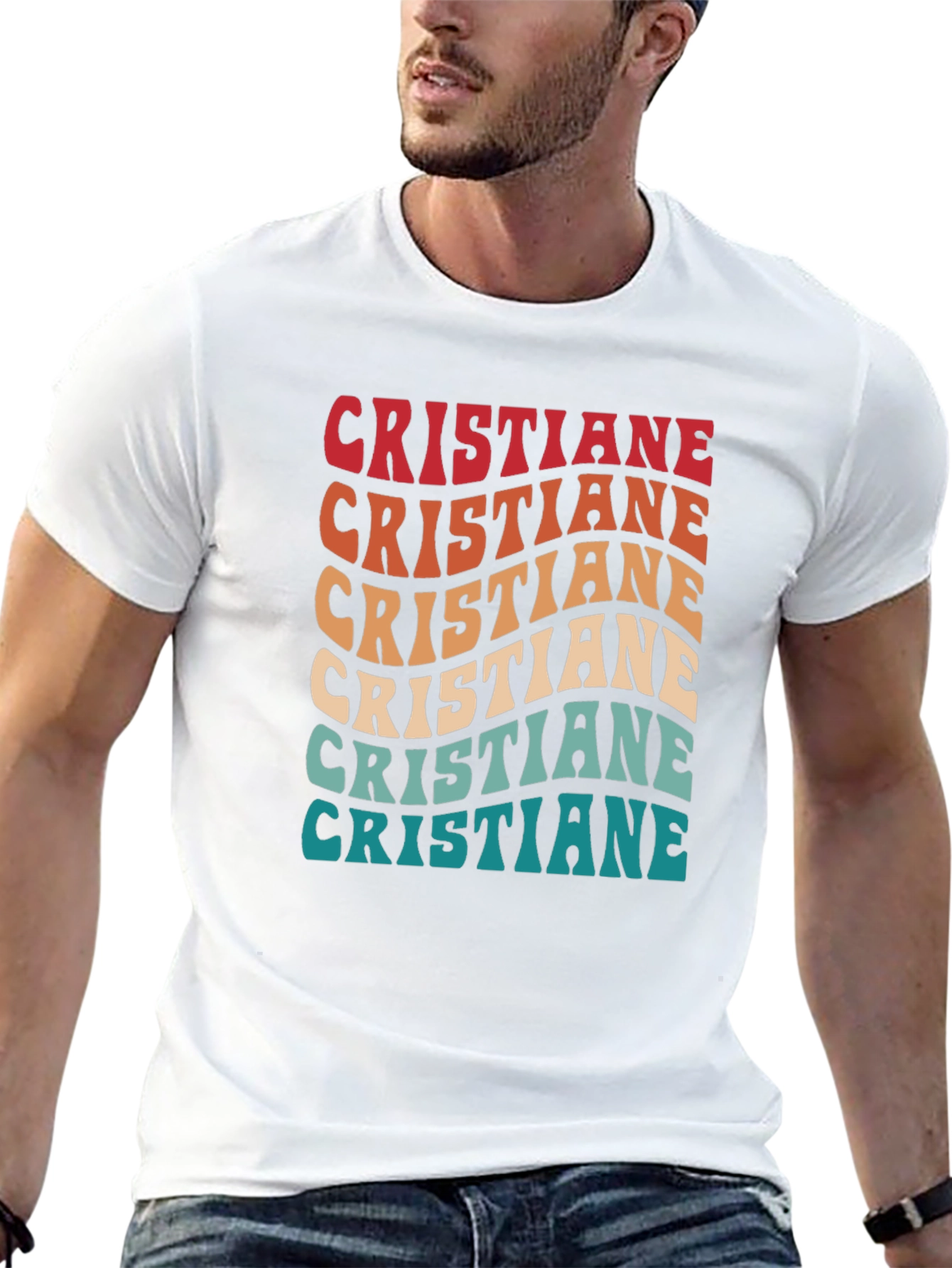 Cristiane Retro Wavy Text Graphic T-Shirt