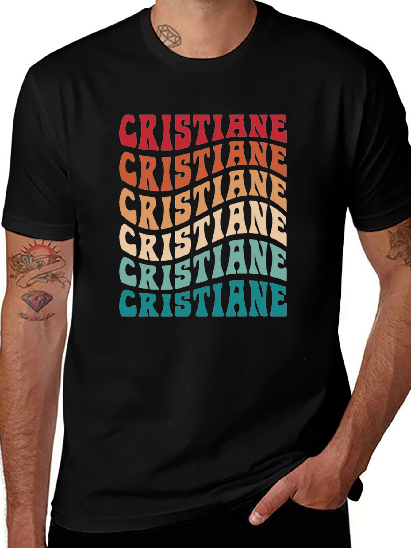Cristiane Retro Wavy Text Graphic T-Shirt