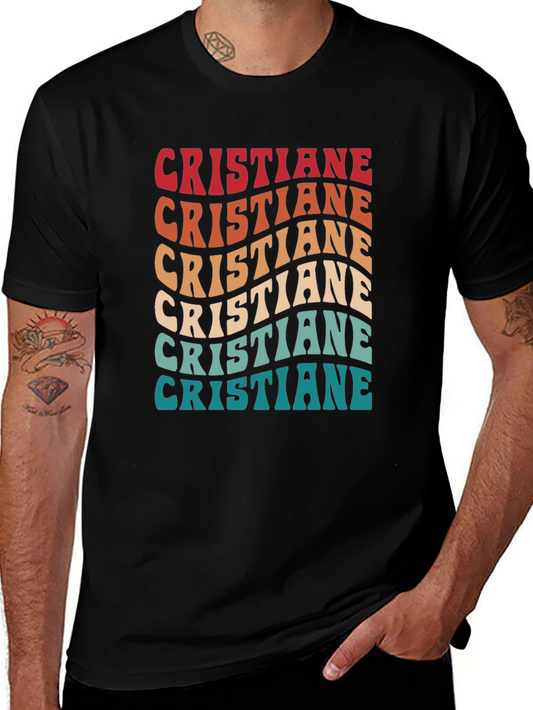 Cristiane Retro Wavy Text Graphic T-Shirt