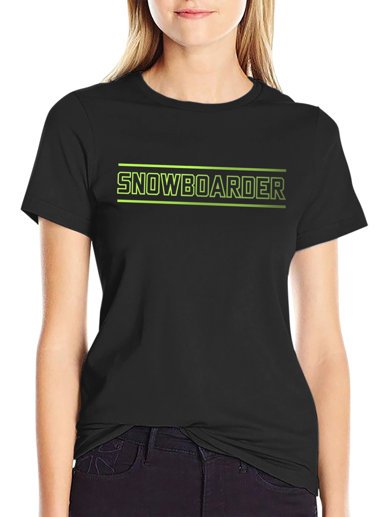 Snowboarder Graphic Tee - Black Cotton T-Shirt