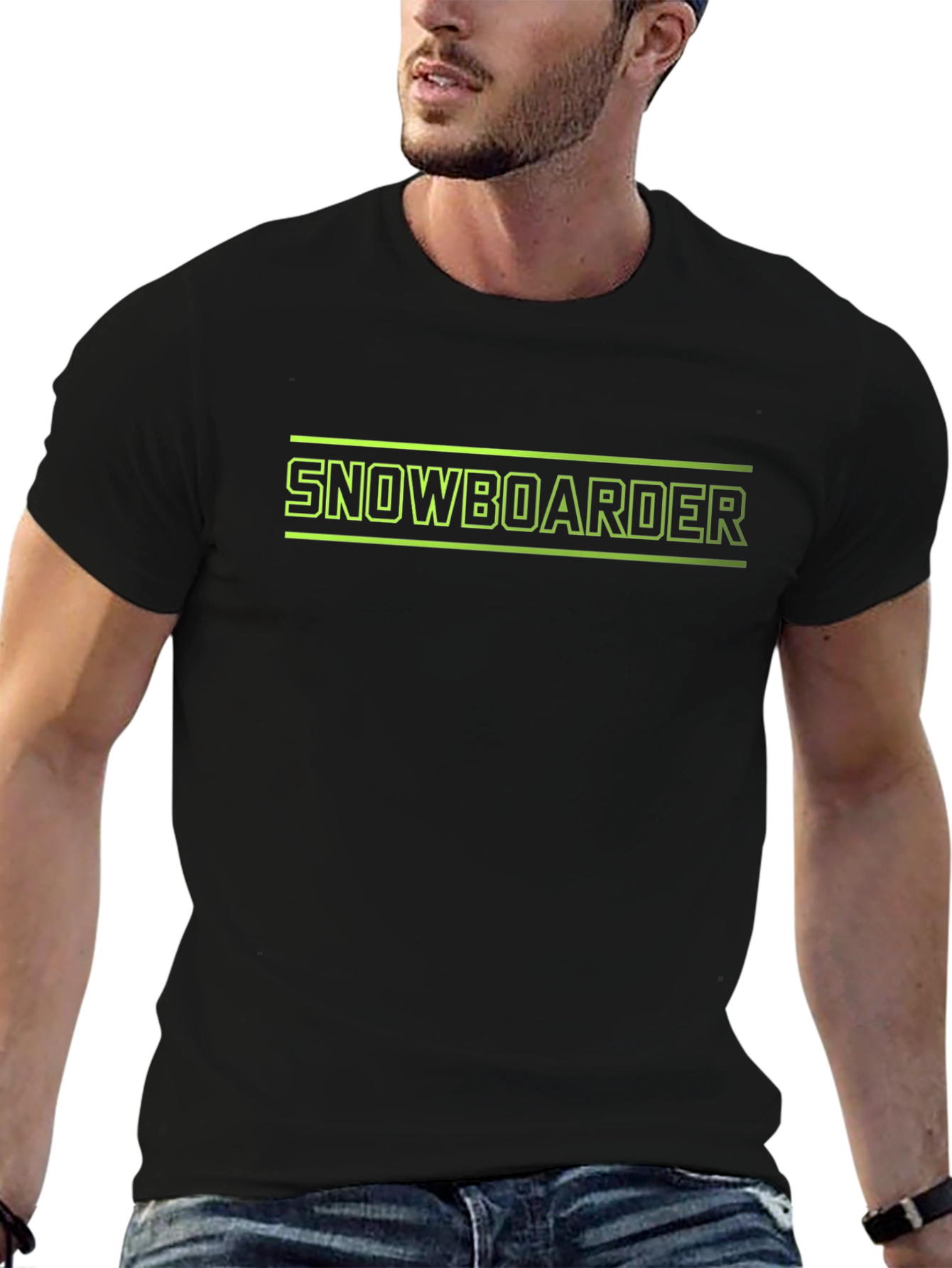 Snowboarder Graphic Tee - Black Cotton T-Shirt