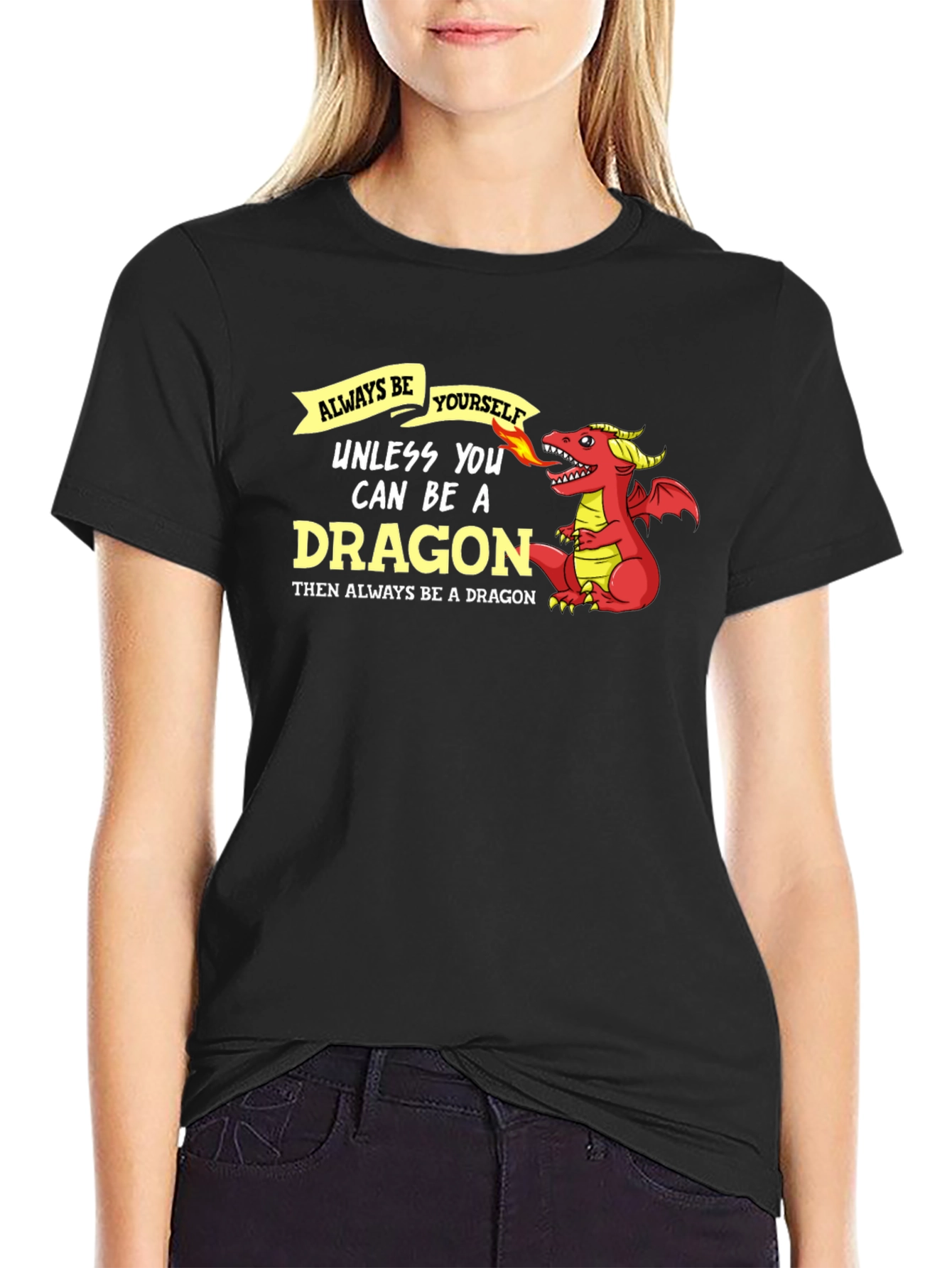 Always Be Yourself Dragon Graphic Tee - Black