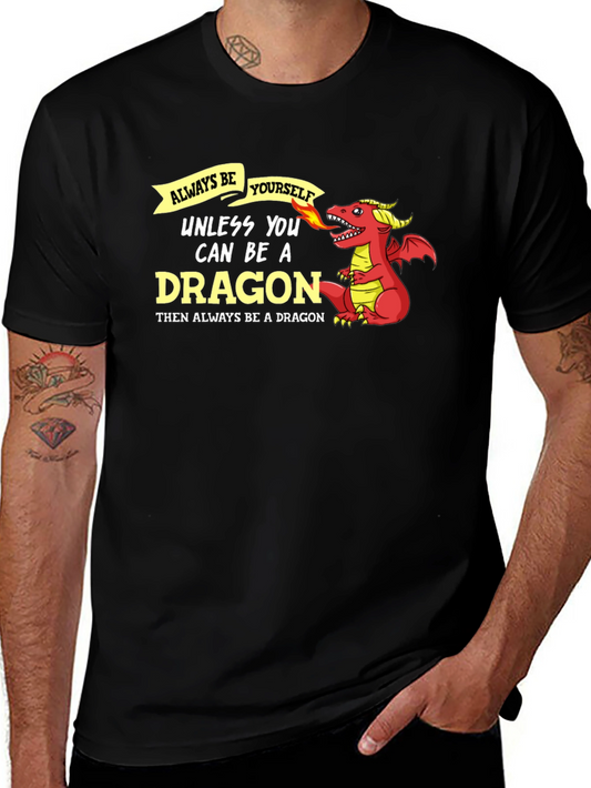 Always Be Yourself Dragon Graphic Tee - Black
