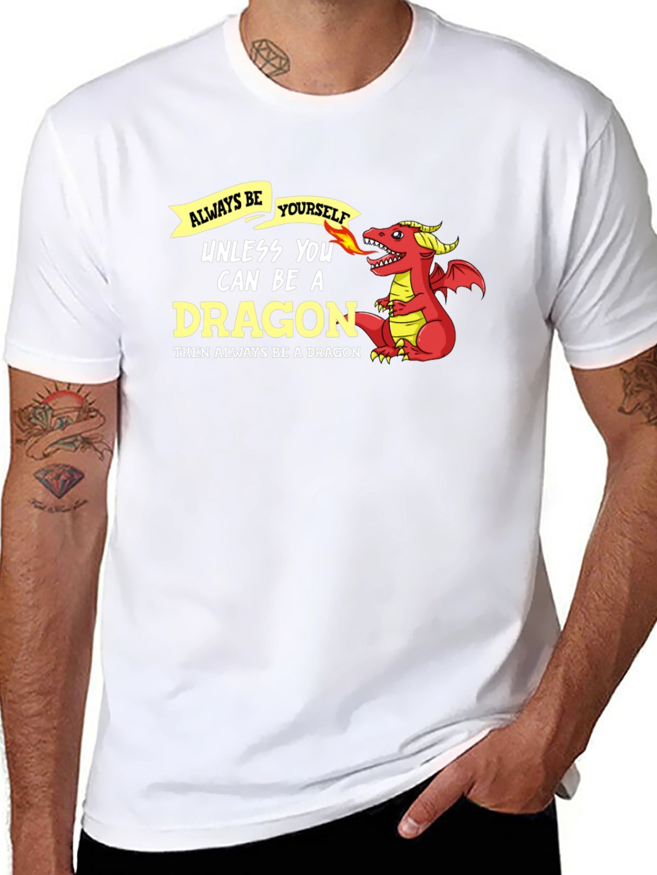 Always Be Yourself Dragon Graphic Tee - Black