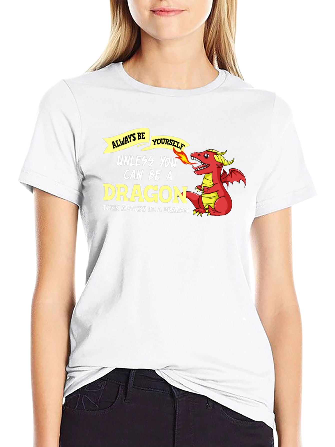 Always Be Yourself Dragon Graphic Tee - Black