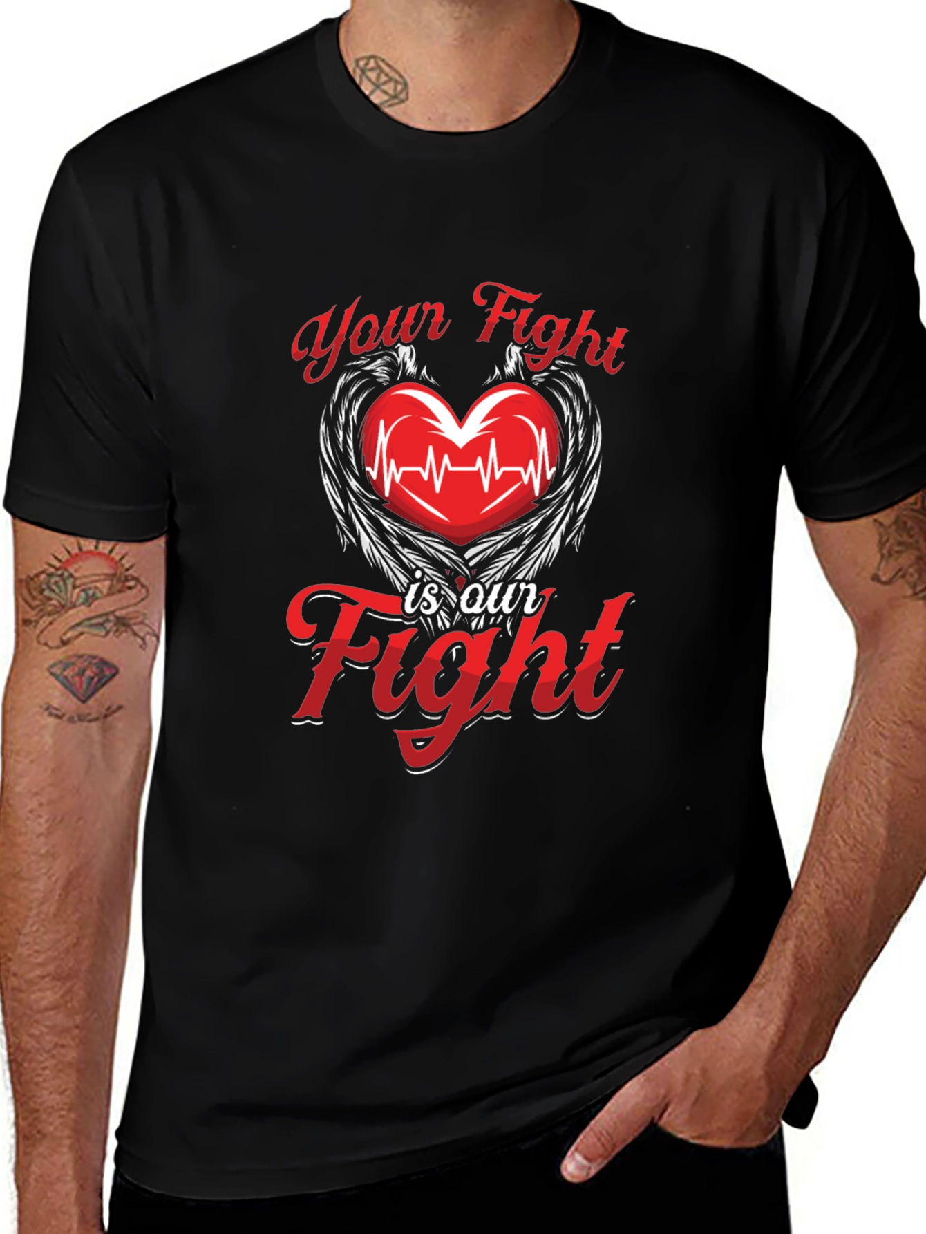 Heartbeat Wings T-Shirt - Your Fight is Our Fight