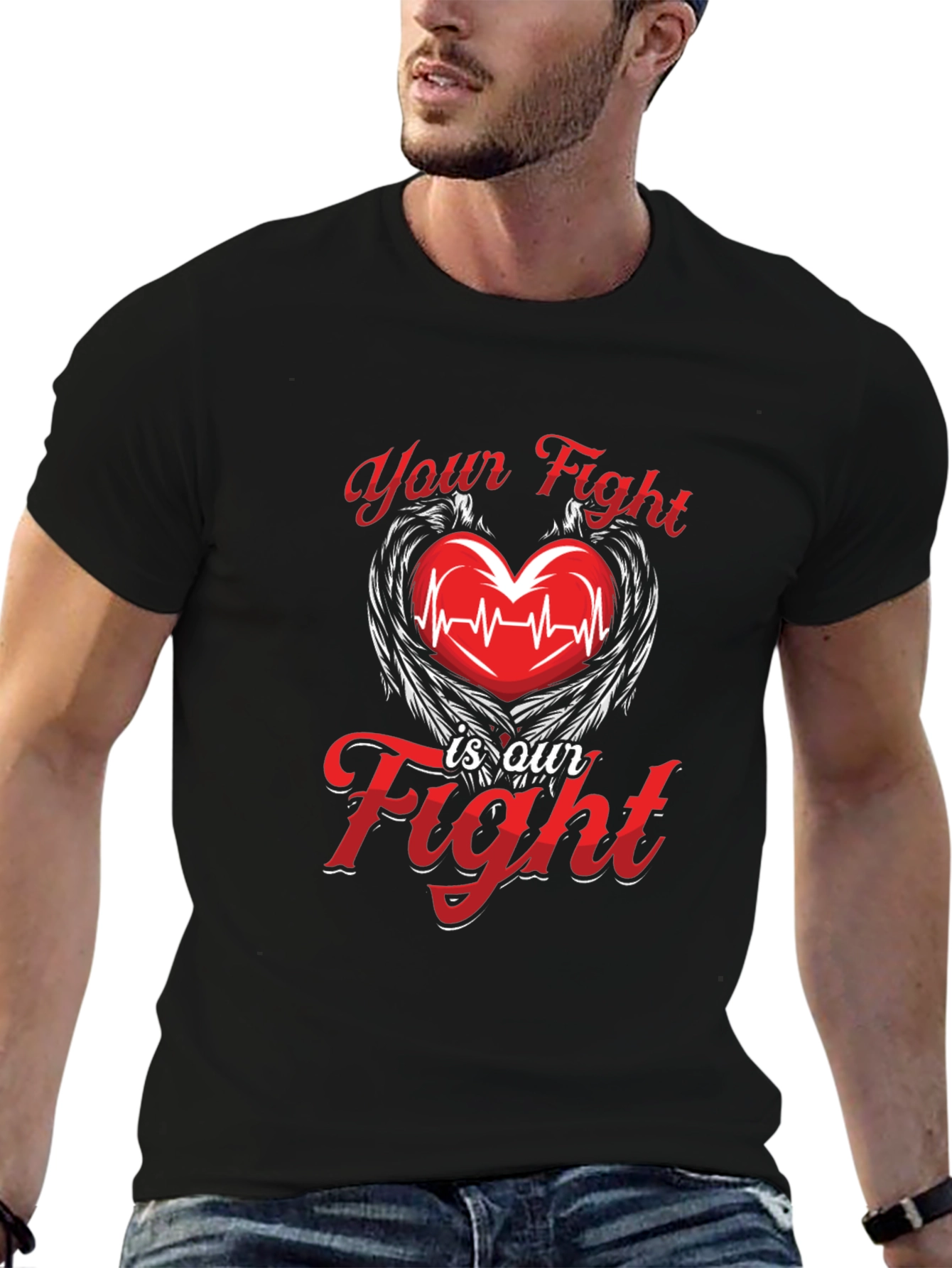 Heartbeat Wings T-Shirt - Your Fight is Our Fight