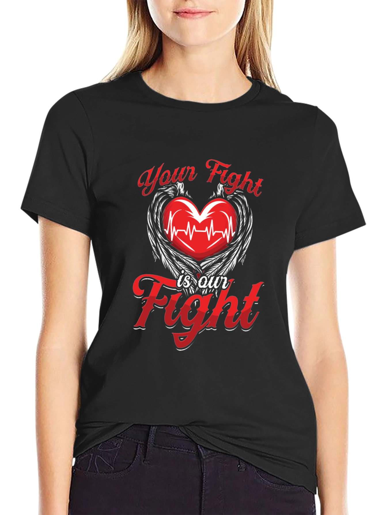 Heartbeat Wings T-Shirt - Your Fight is Our Fight