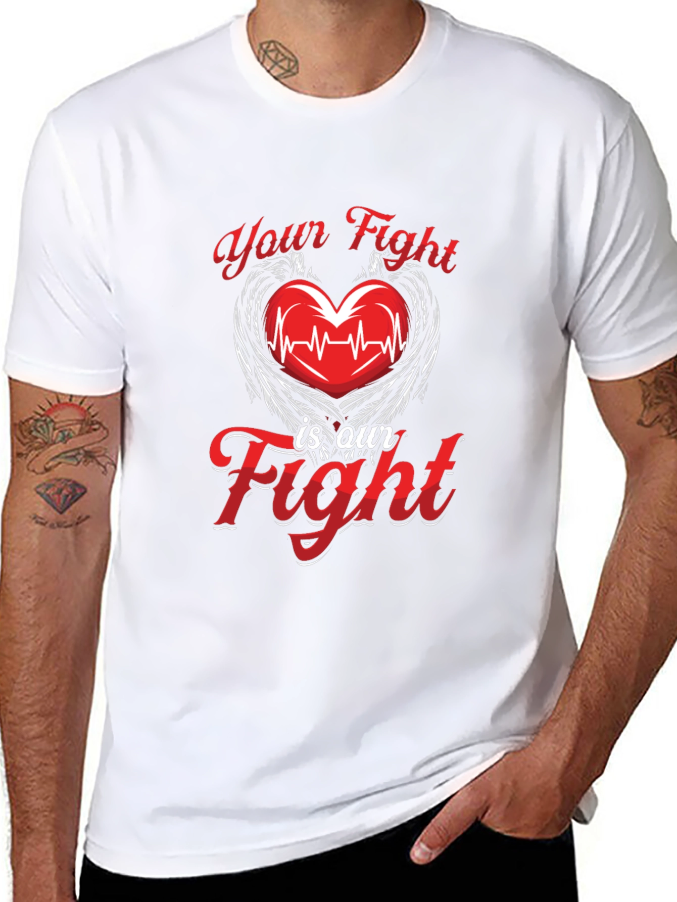Heartbeat Wings T-Shirt - Your Fight is Our Fight