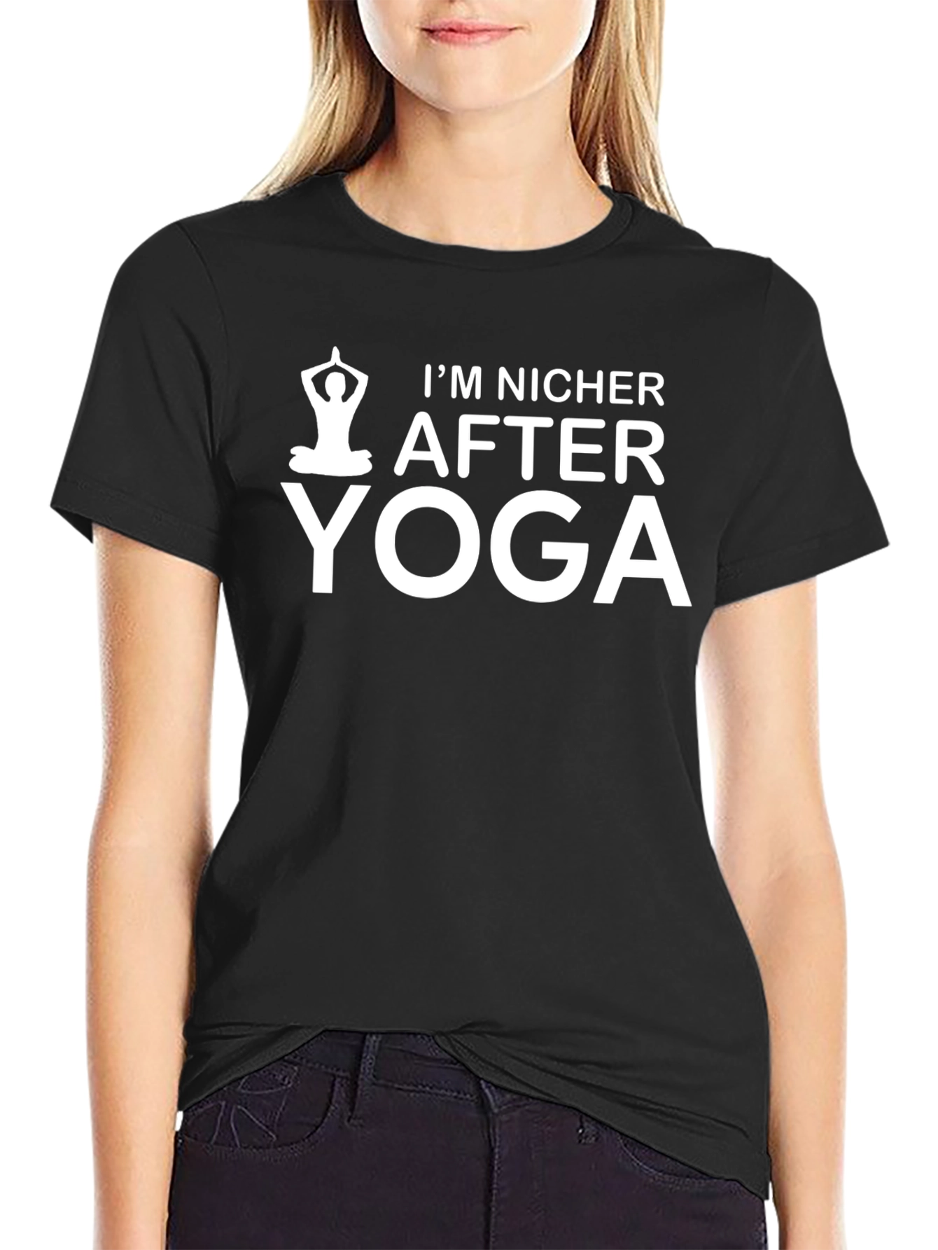 Im Nicer After Yoga Black Graphic Tee