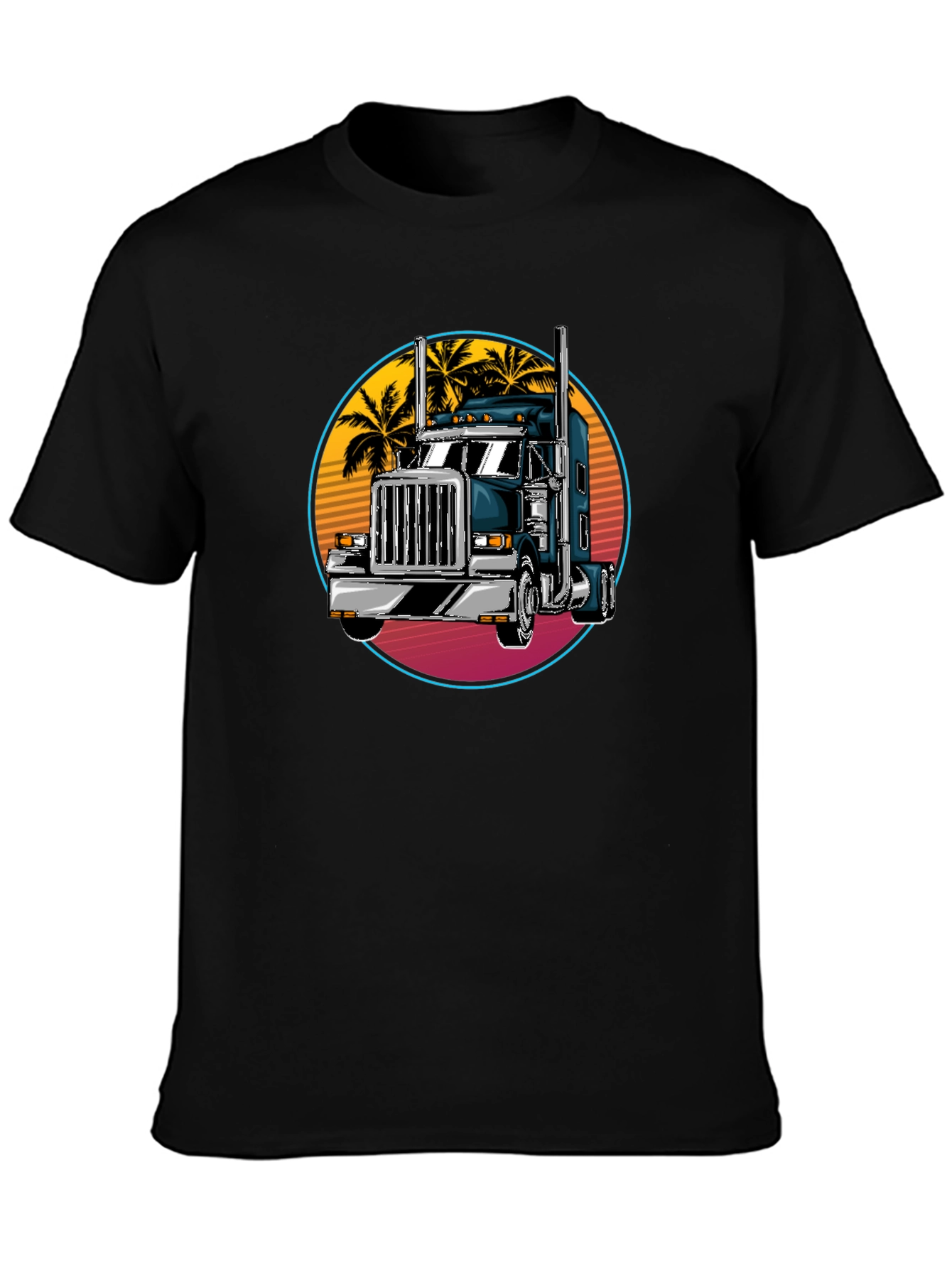 Trucker T-Shirt: Retro Palm Tree Design