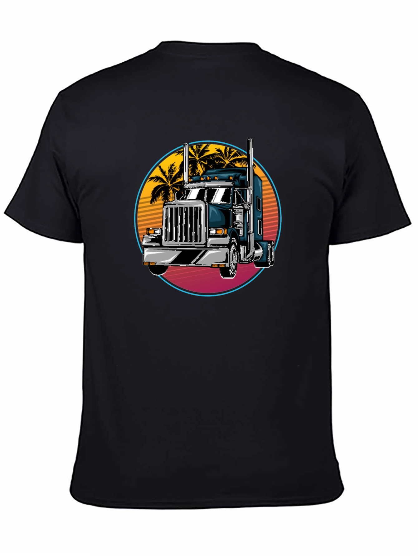 Trucker T-Shirt: Retro Palm Tree Design