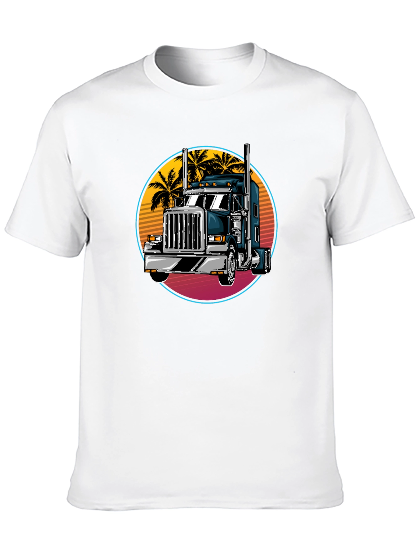 Trucker T-Shirt: Retro Palm Tree Design