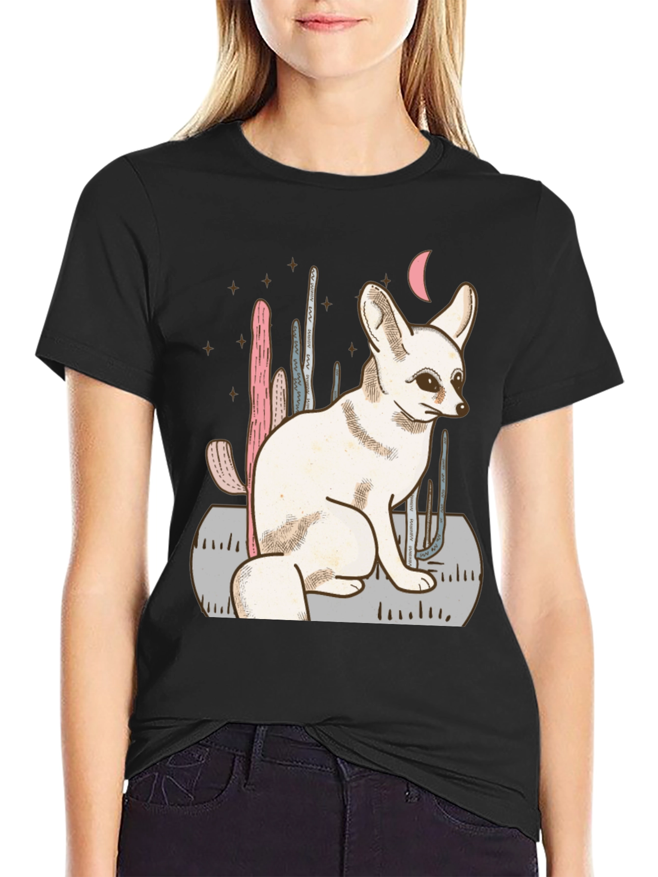 Fennec Fox Desert Scene Graphic Tee