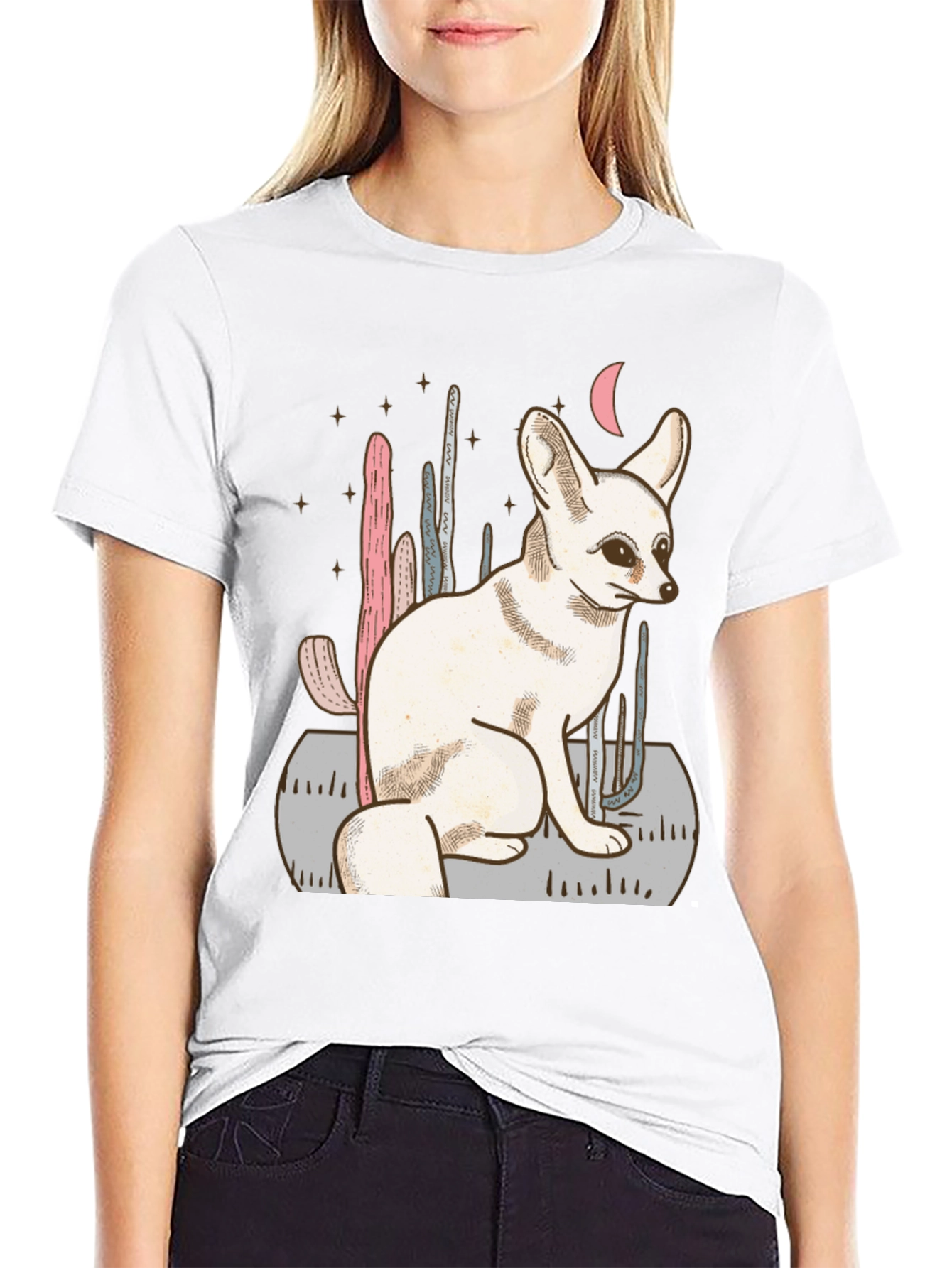 Fennec Fox Desert Scene Graphic Tee