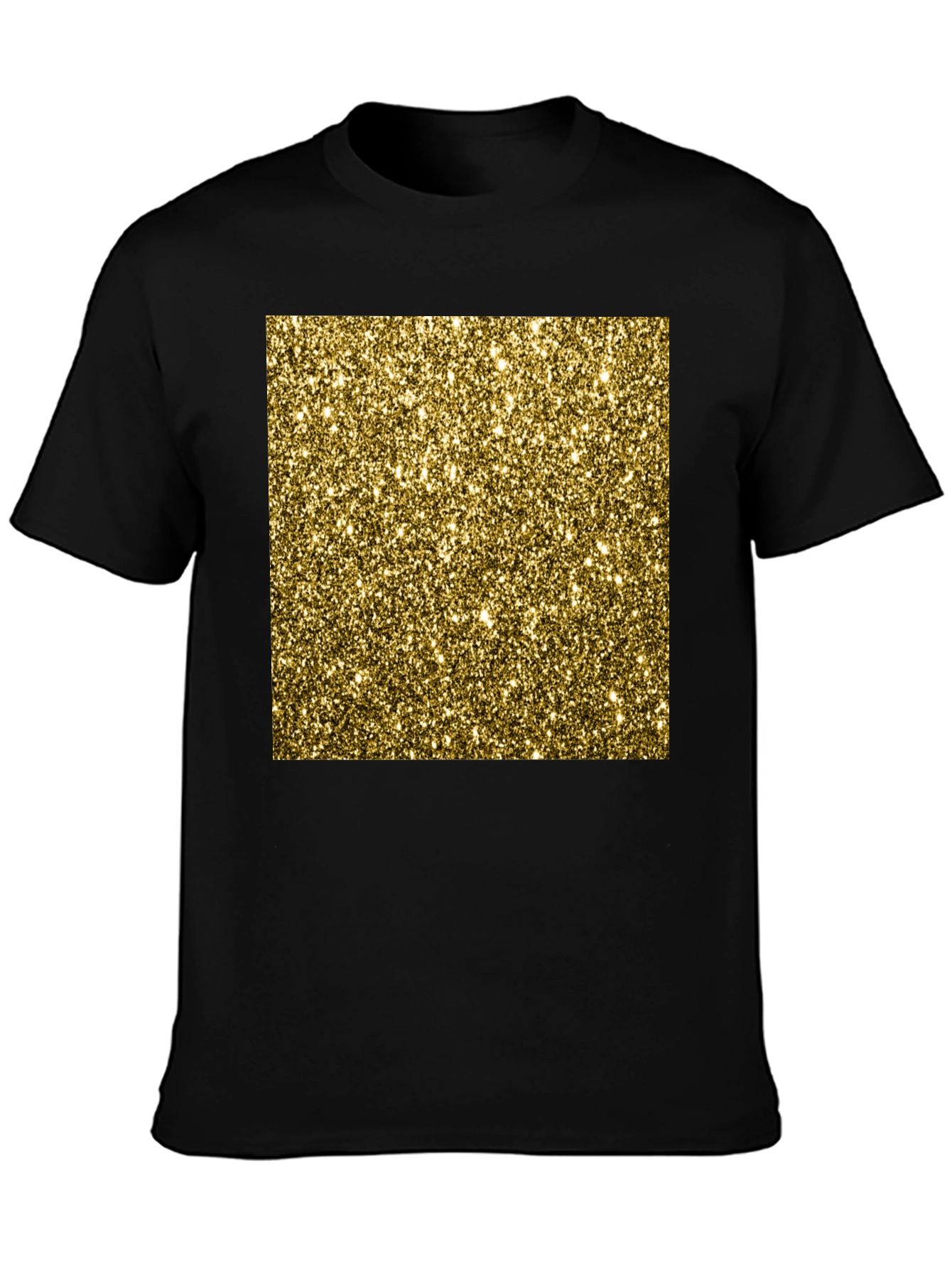 Sparkling Gold Glitter Graphic Tee - Black