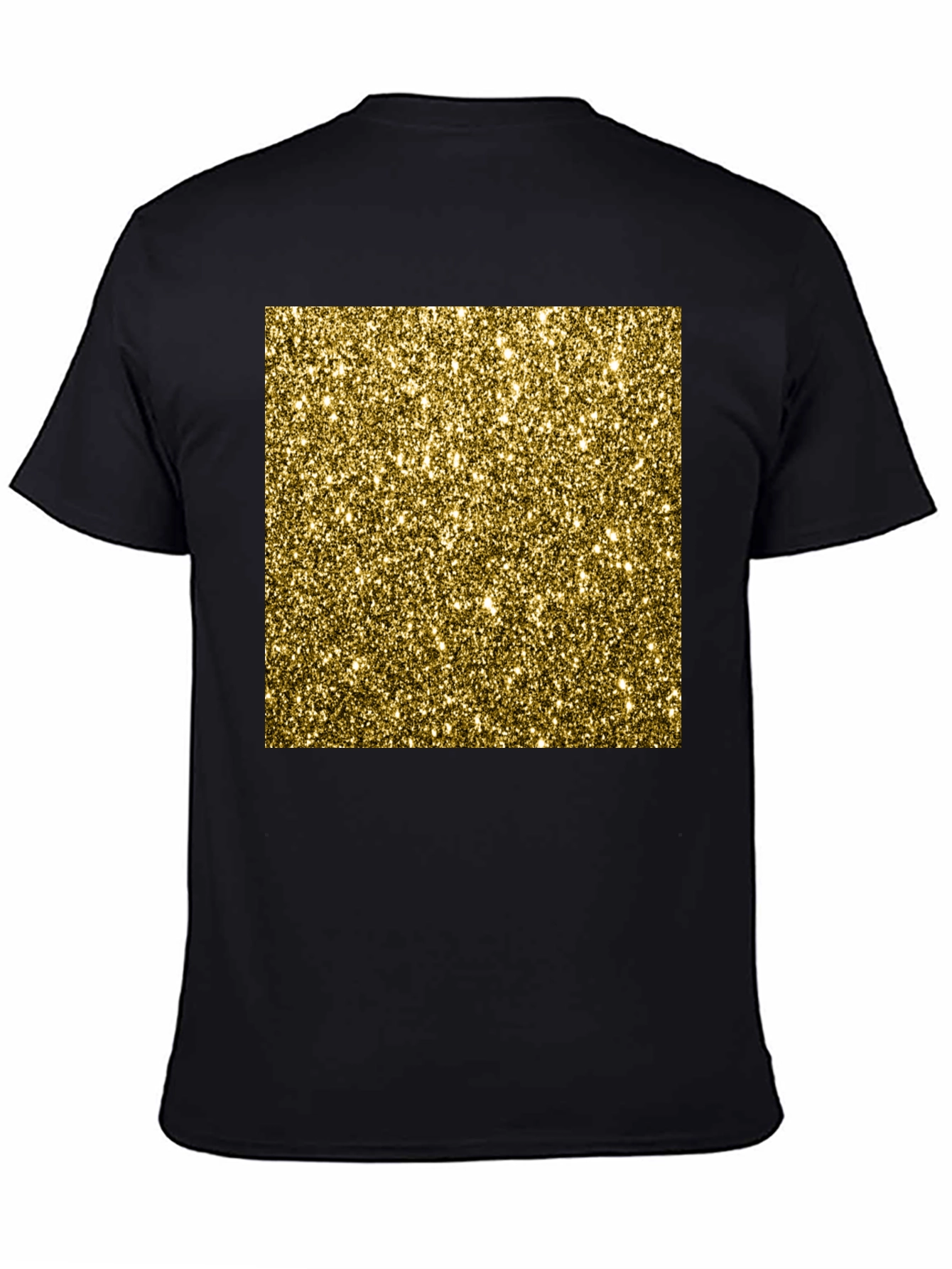 Sparkling Gold Glitter Graphic Tee - Black