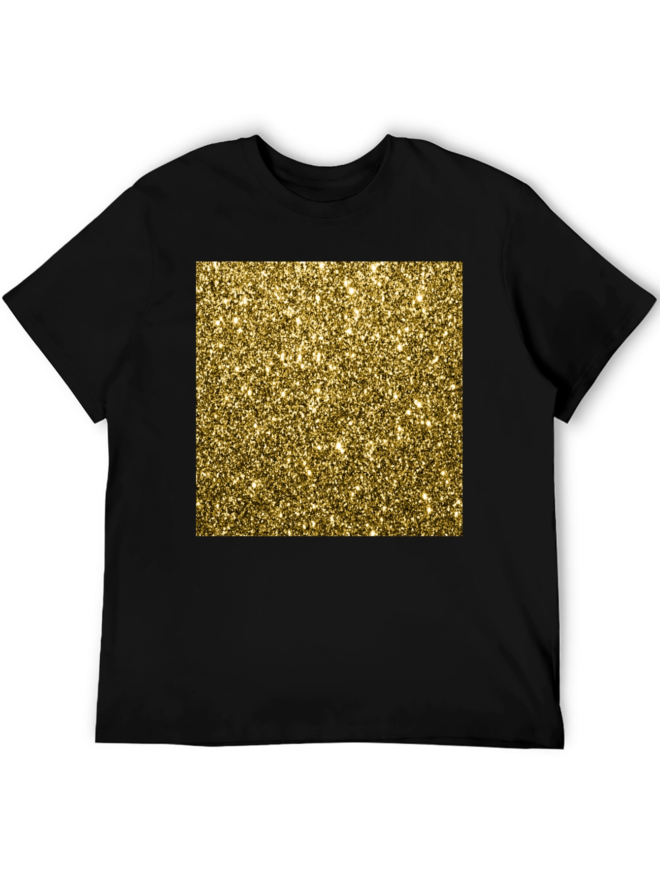 Sparkling Gold Glitter Graphic Tee - Black