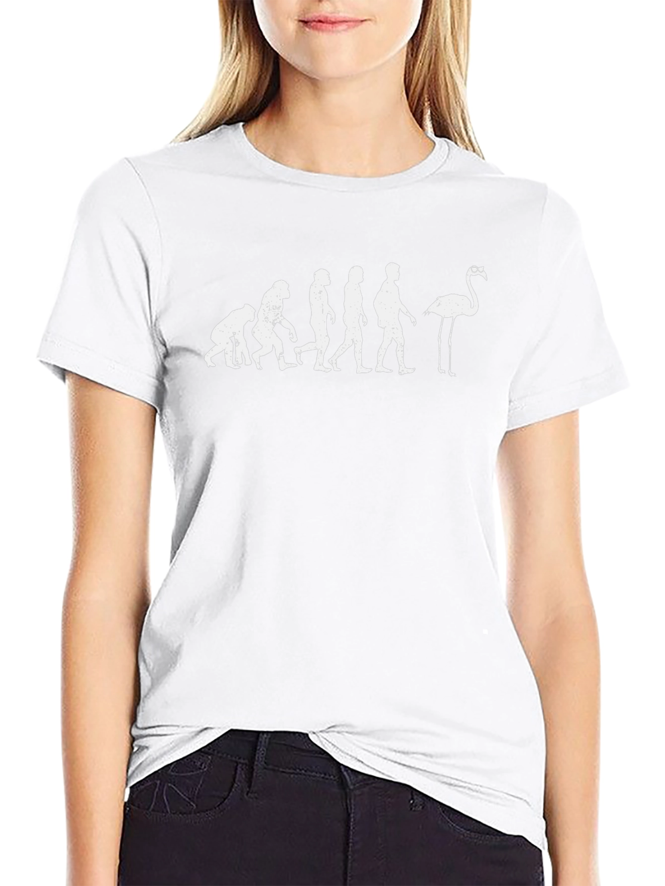 Evolution of Man to Flamingo Black T-Shirt