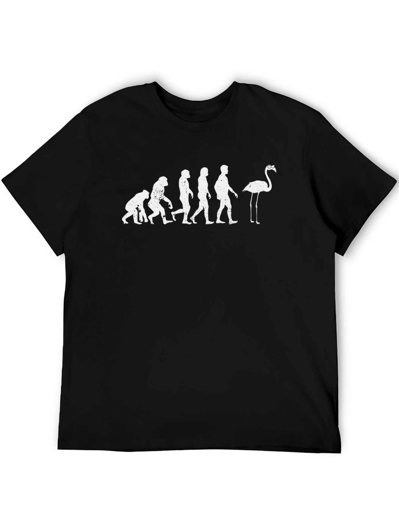 Evolution of Man to Flamingo Black T-Shirt