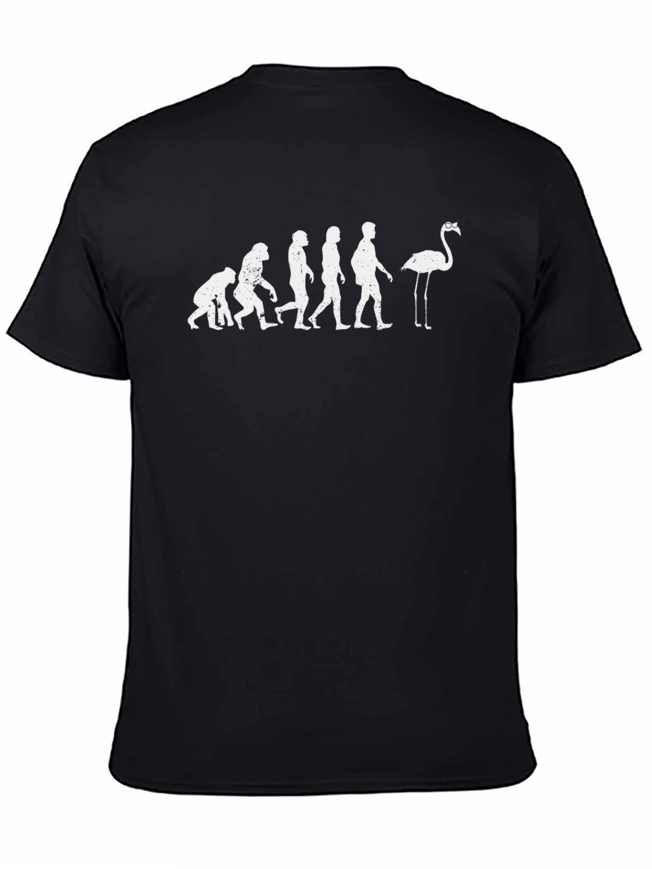 Evolution of Man to Flamingo Black T-Shirt